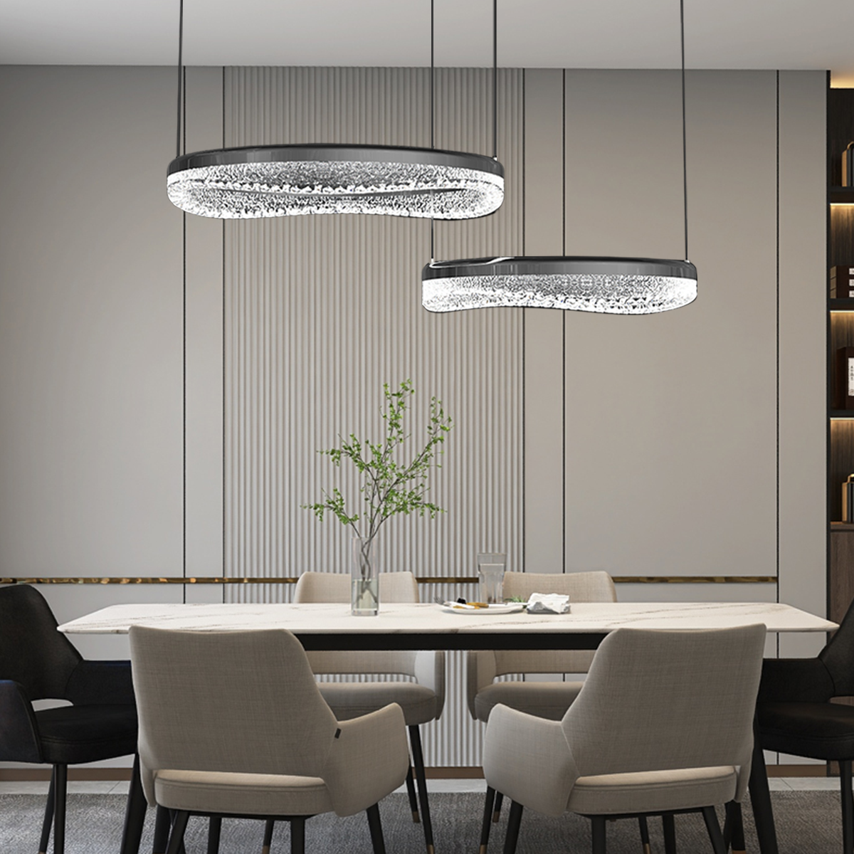 Pearl Black Wave LED Pendant Light in Aluminum Alloy