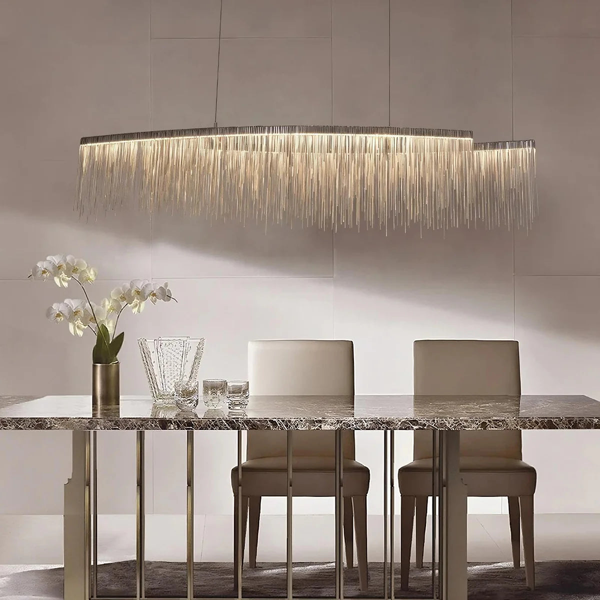 LED Modern Luxe Artistic Fringe Metal Chandelier Light