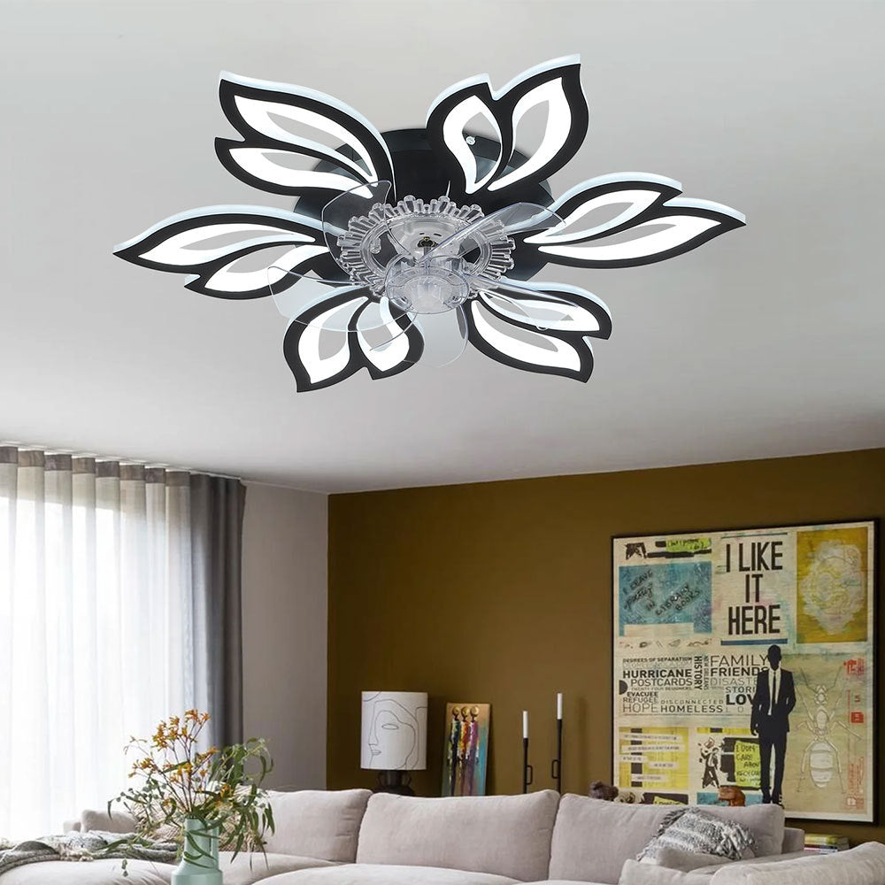 Modern Flower Shaped Ceiling Fan with Light and Remote Control