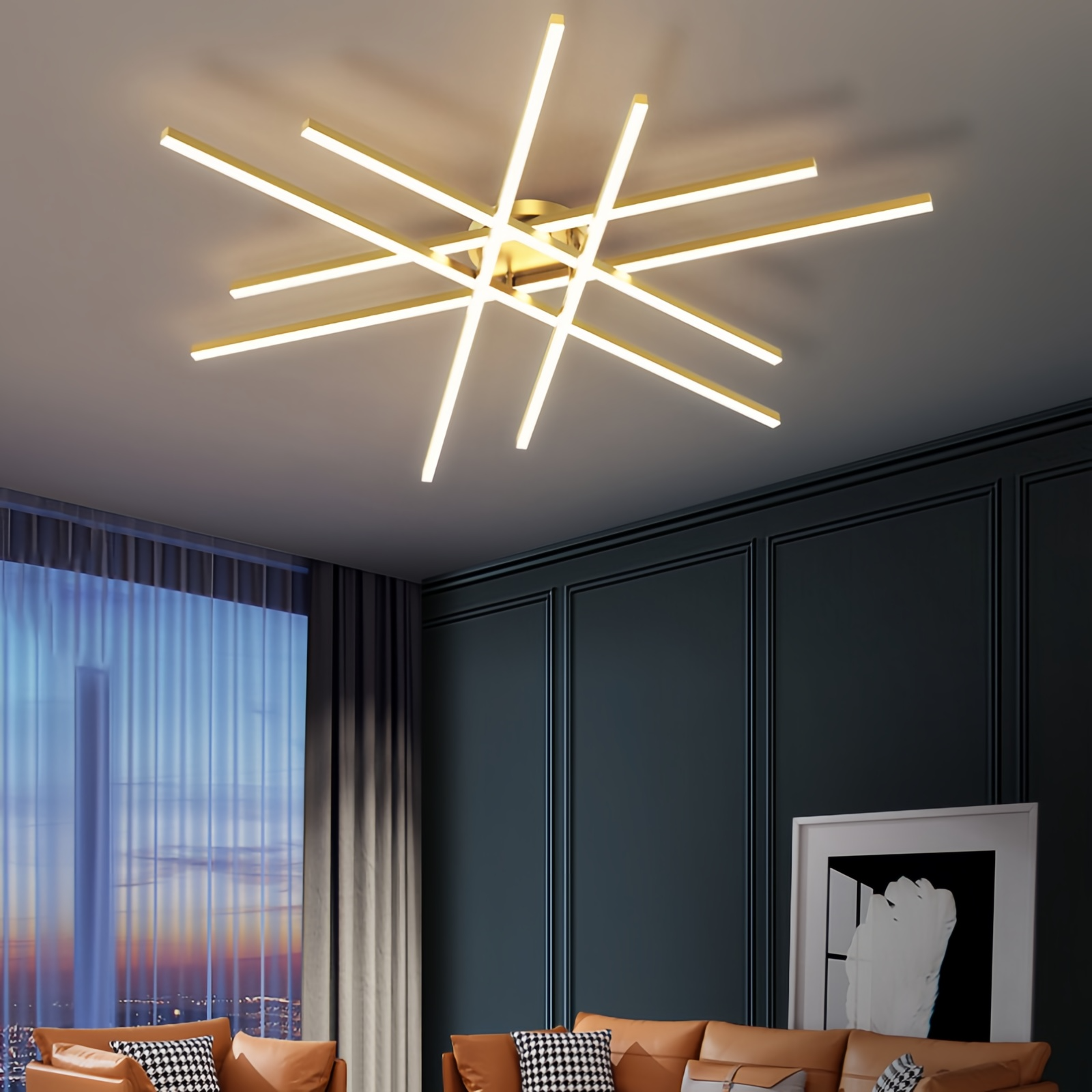 Elegant Contemporary Linear Flush Mount LED Metal Ceiling Light for Living Space