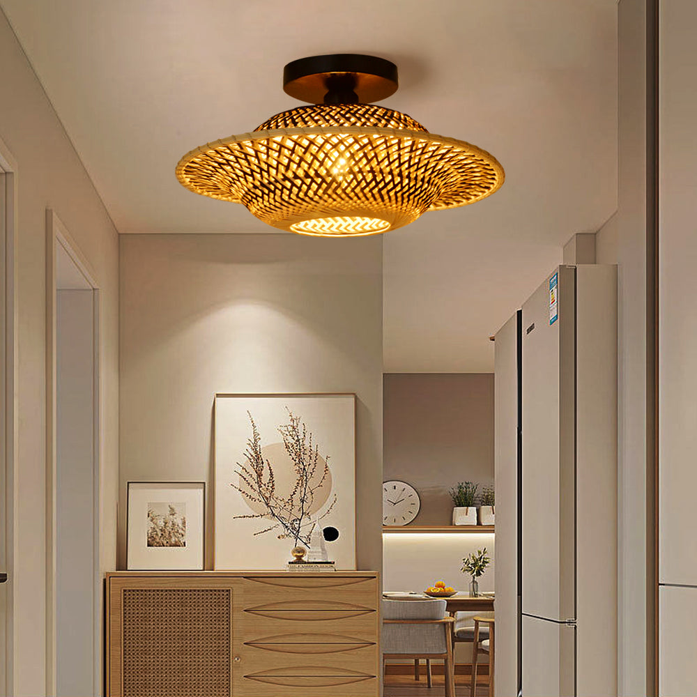 Bamboo Radiance Handwoven LED Ceiling Light