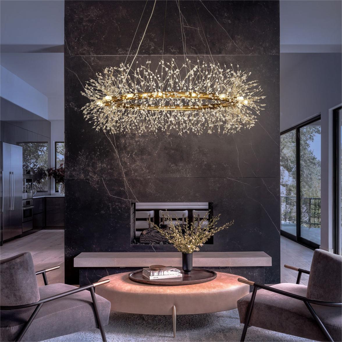 Mid-Century Crystal Firework Pendant Ceiling Light