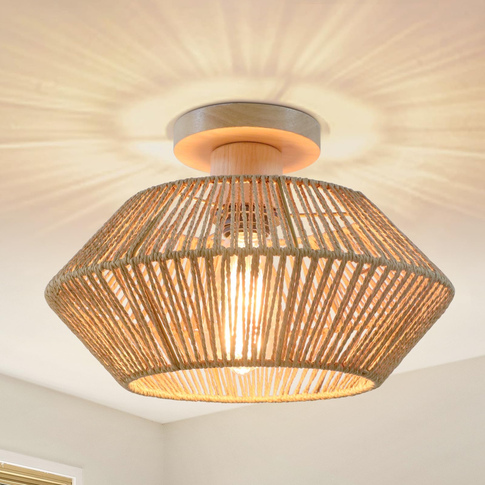 Vintage Hemp Rope Ceiling Light for Hallways and Corridors