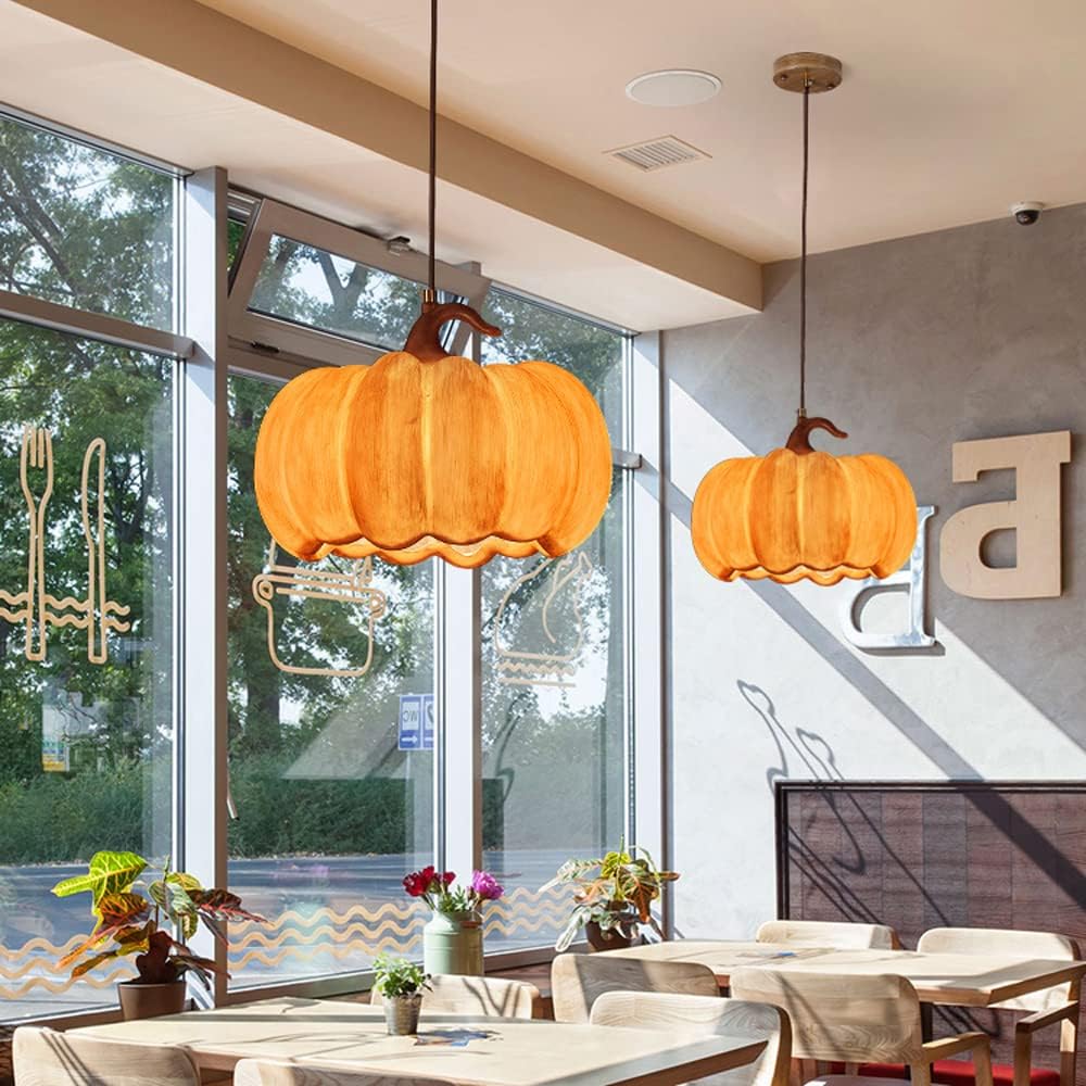 LED Pumpkin Resin Pendant Light