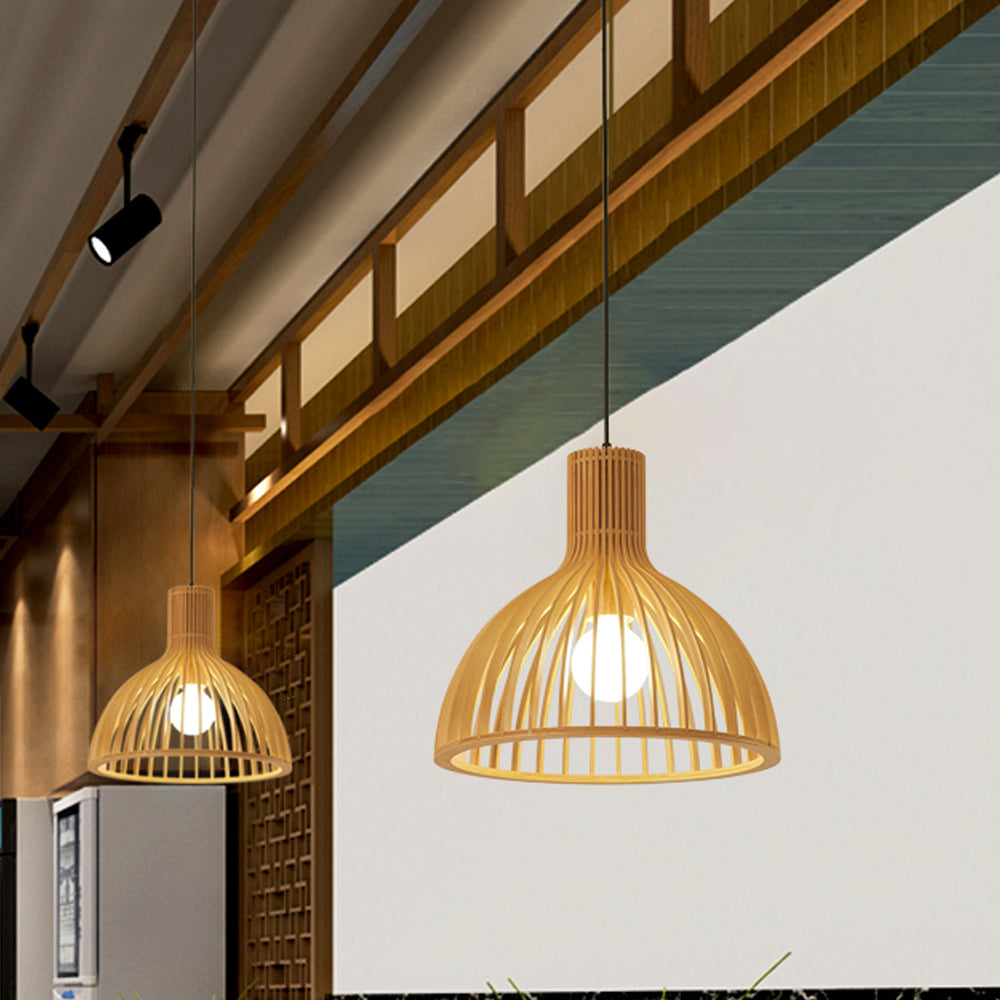 Nordic Wooden Cage Hanging Pendant Light