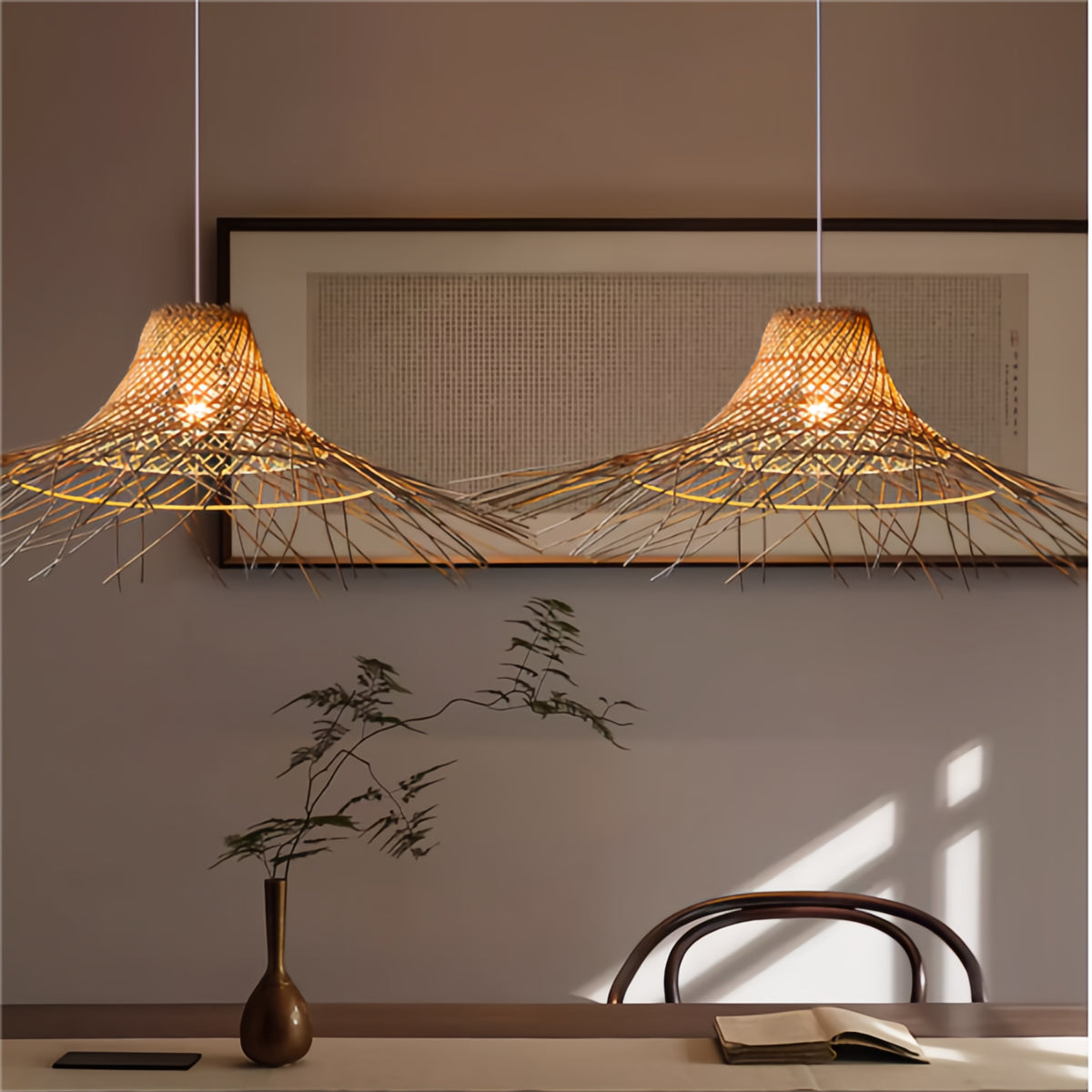 Creative Rustic Straw Hat Pendant Light Fixture