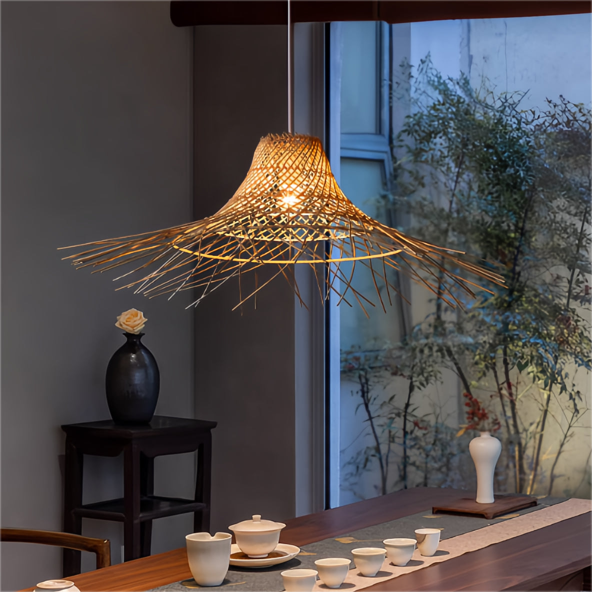 Creative Rustic Straw Hat Pendant Light Fixture