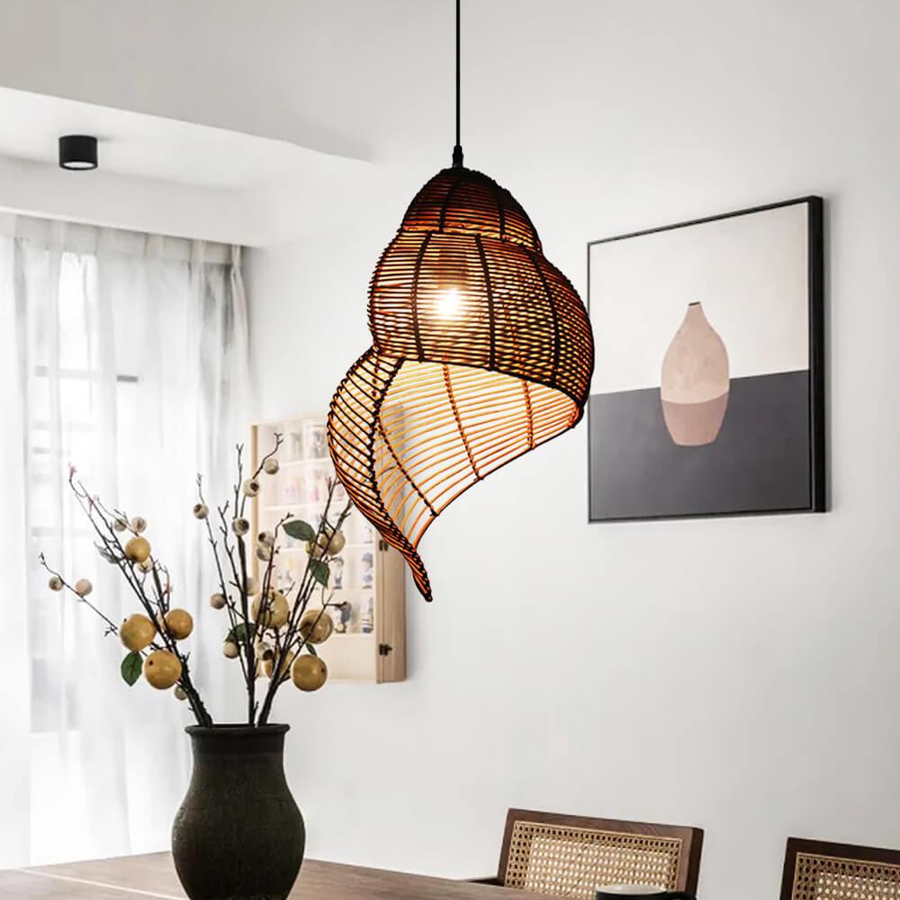 Creative Rattan Conch Pendant Light for Home Lighting Decor