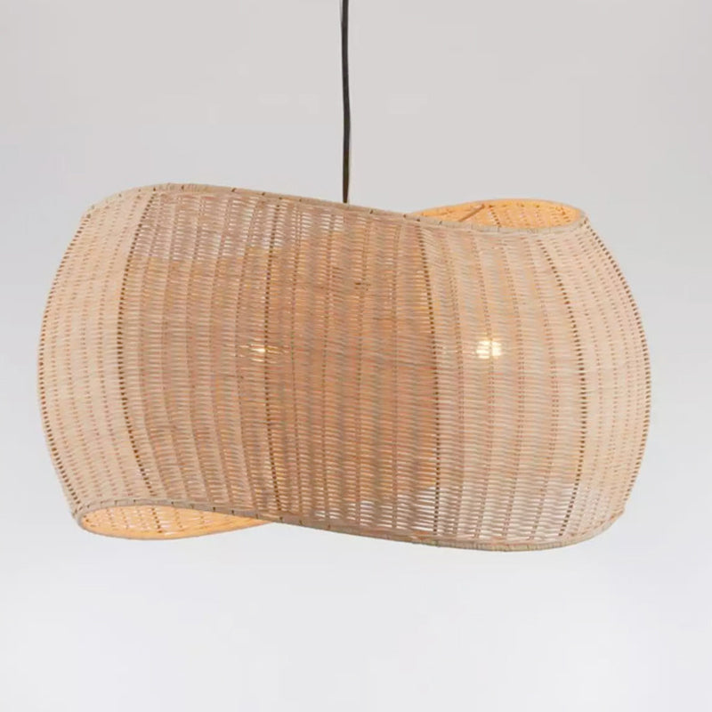 Nordic Minimalist Modern Curvy Shape Natural Wicker Pendant Light