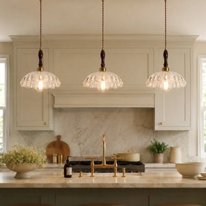 3-light walnut resin mini pendant shown as a clean product view