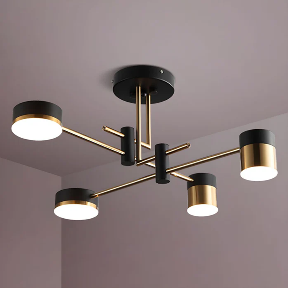 Metal Black And Gold Ceiling Light with LED Bulbs