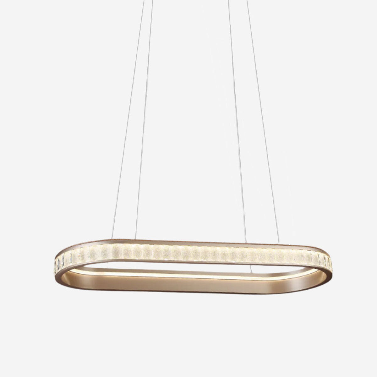 Elegant Champagne Gold Oval Pendant Light with Crystal Accents