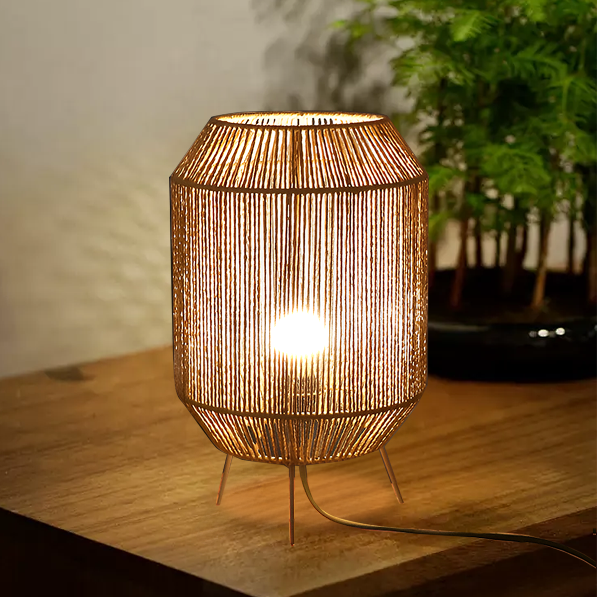 Handcrafted Paper Rope Table Lamp Perfect for Living Rooms