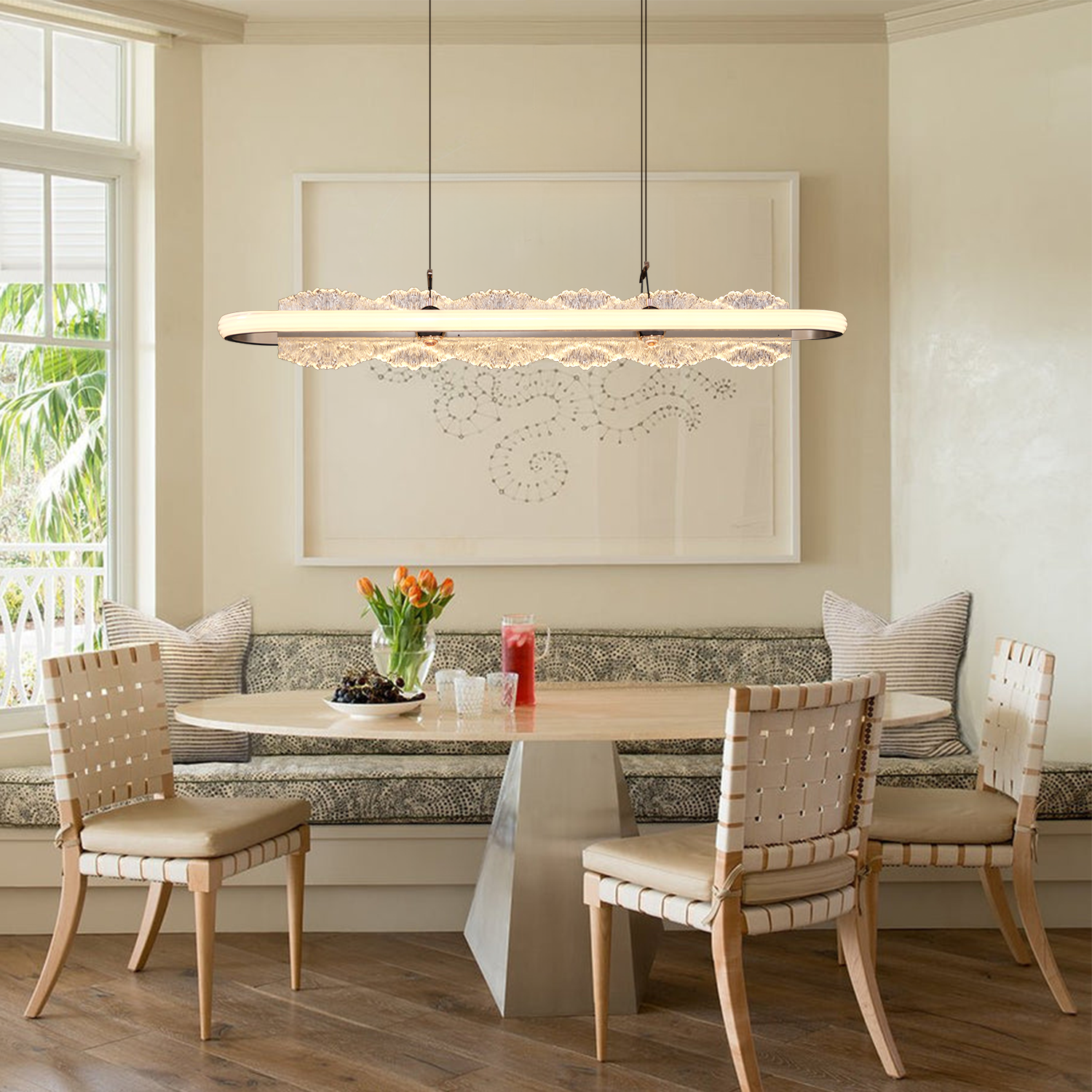 Sleek Aluminum and Acrylic Pendant Light for Dinning Area