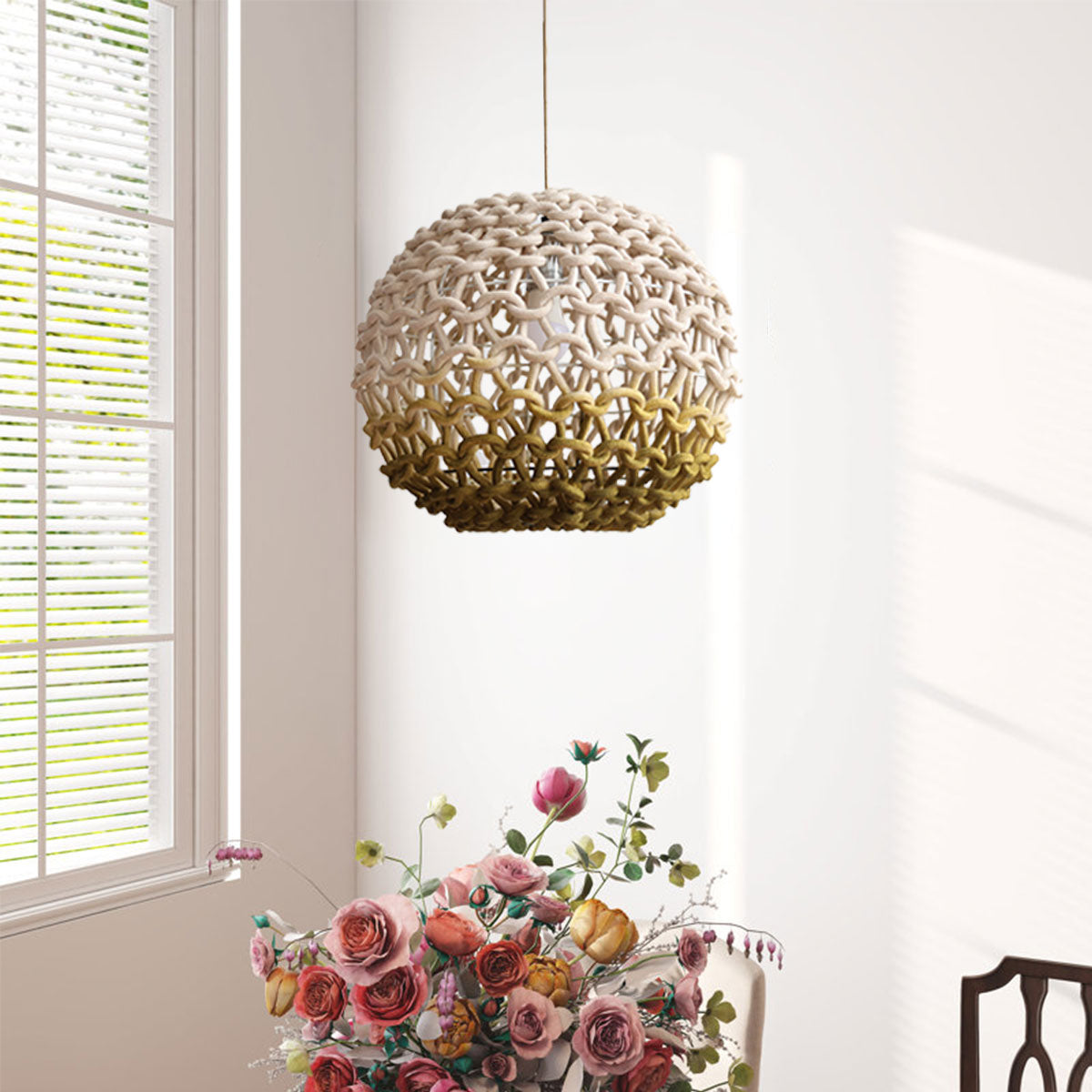 Artisanal Globe-Shaped Cotton Rope Pendant Light for Natural Elegance