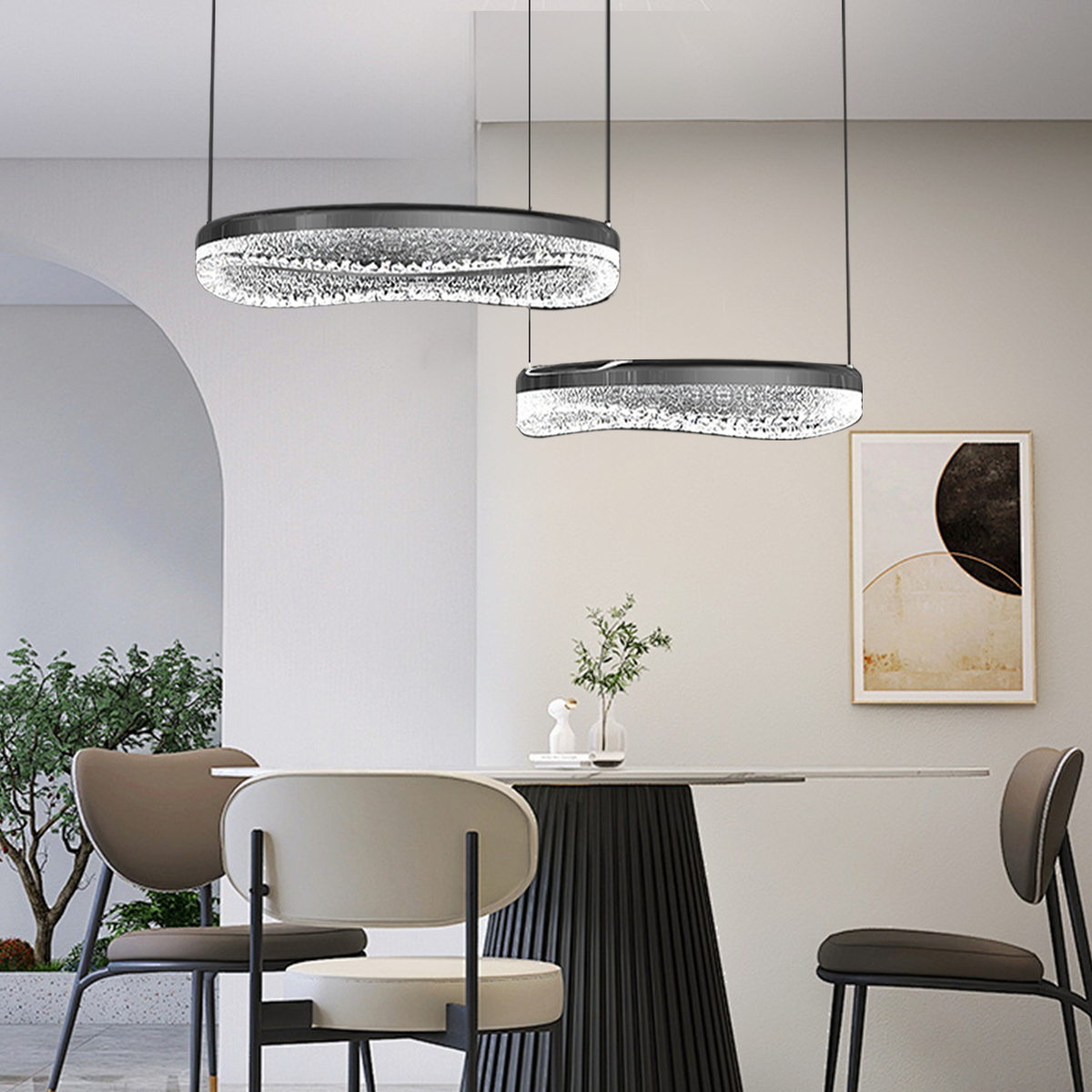 Pearl Black Wave LED Pendant Light in Aluminum Alloy