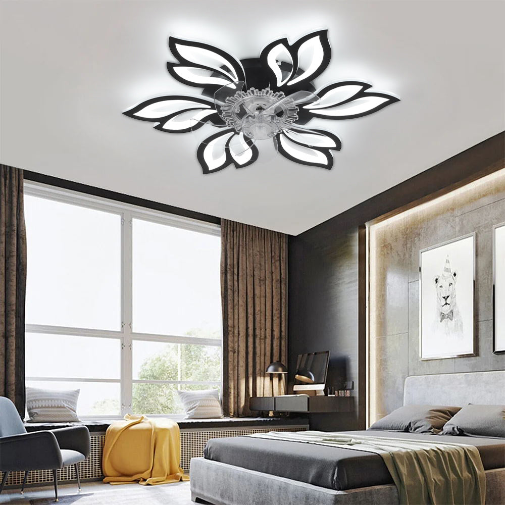 Modern Flower Shaped Ceiling Fan with Light and Remote Control