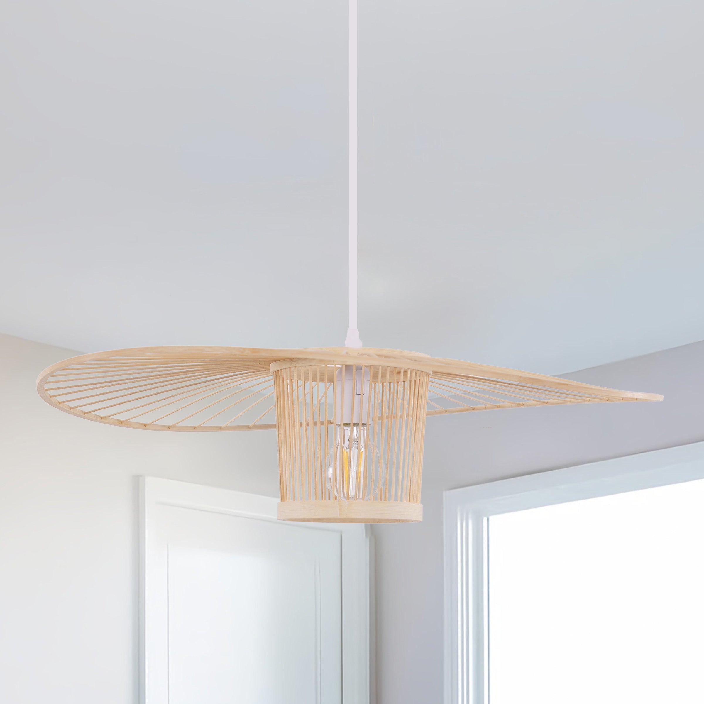 ‍Fan-Shape Bamboo Pendant Light for Organic Elegance and Warmth (90% off)