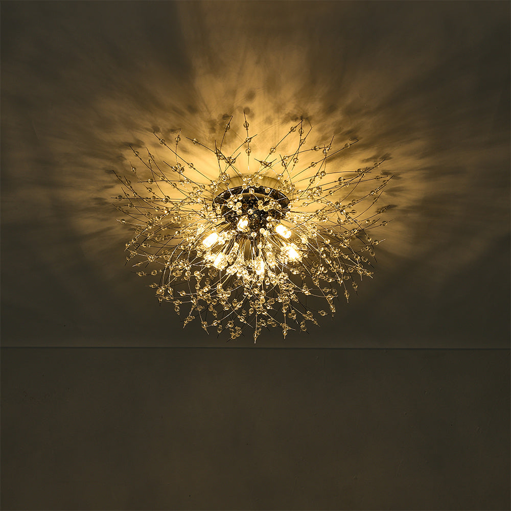 Mid-Century Crystal Firework Pendant Ceiling Light