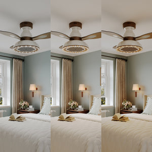 36 inch ceiling fan with solid wood blades and LED light shown as a clean product view