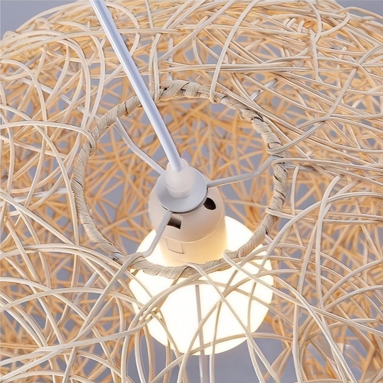 Handwoven Straw Rattan Ball Pendant Light – Available in 3 Sizes