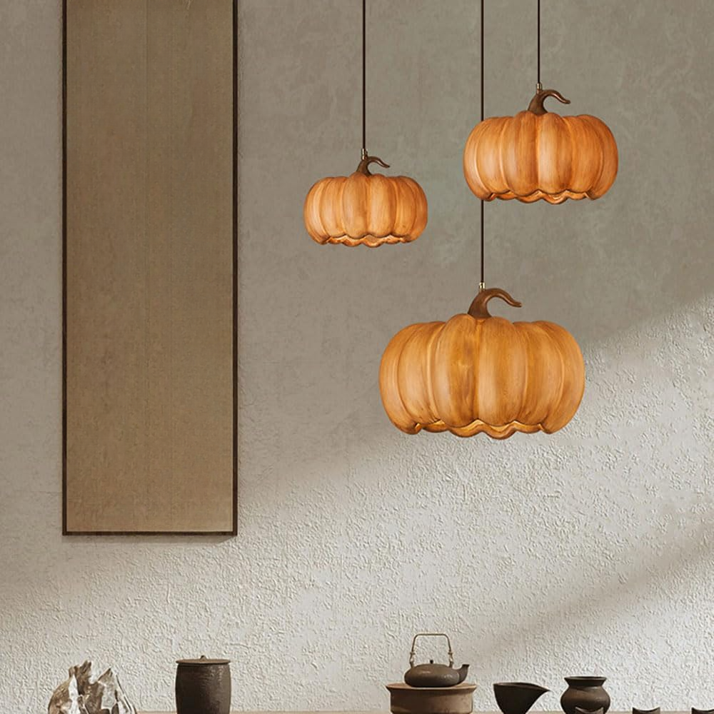 LED Pumpkin Resin Pendant Light