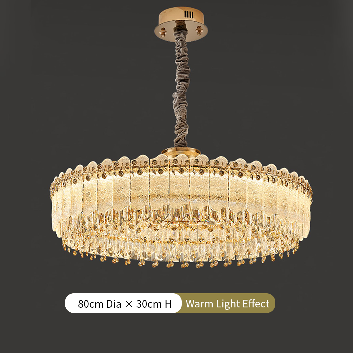 Contemporary Oval & Round Crystal Pendant Ceiling Light Dimmable Fixture