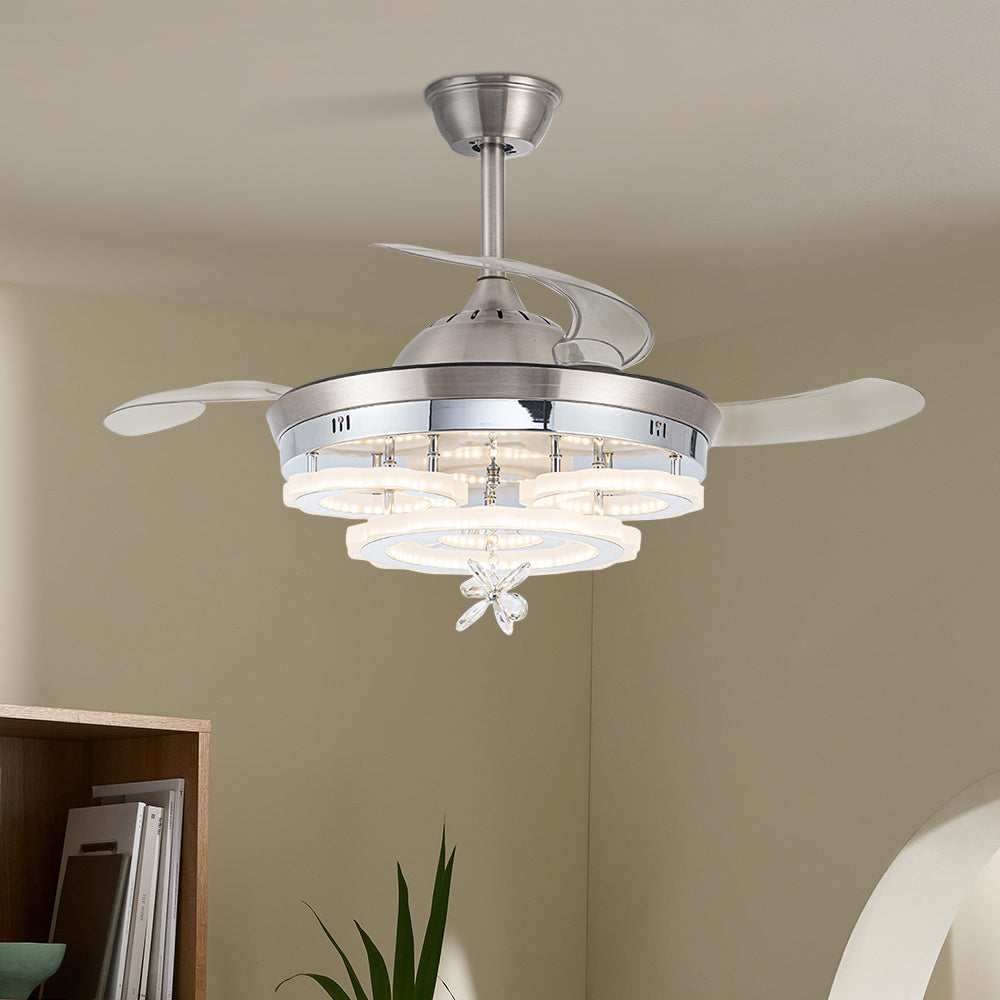 3 Light Changing Acrylic Ceiling Fan for Bedroom Living Room