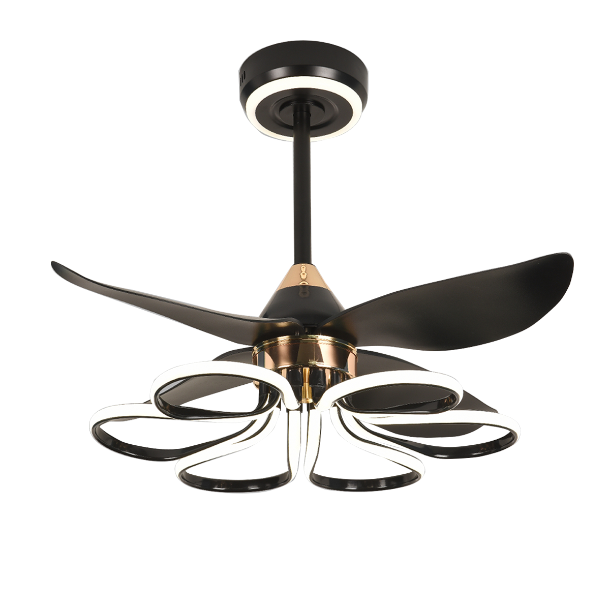 Contemporary Black Aluminum Ceiling Fan Light for Living Rooms