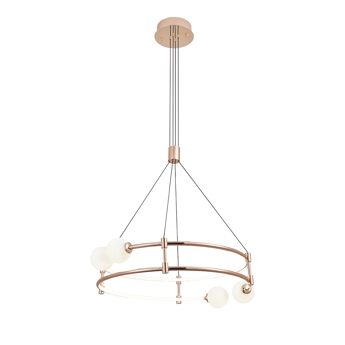 Elegant Gold Double-Ring Pendant Light with Tri-Color Lighting