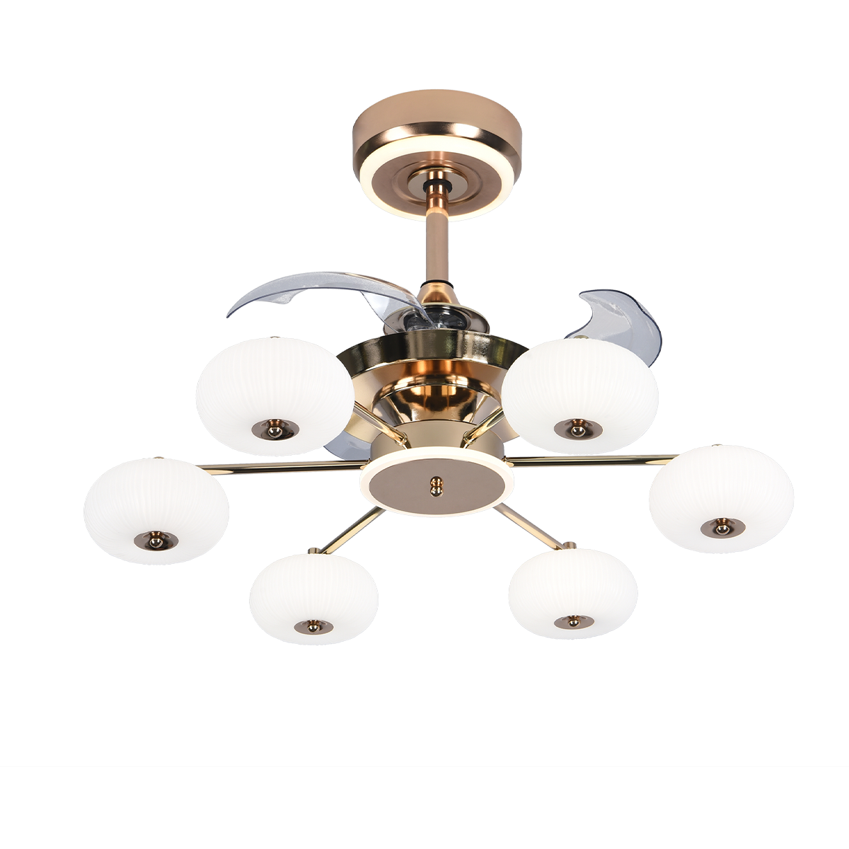 Quiet Copper Acrylic Fan Light with 6-Speed Control