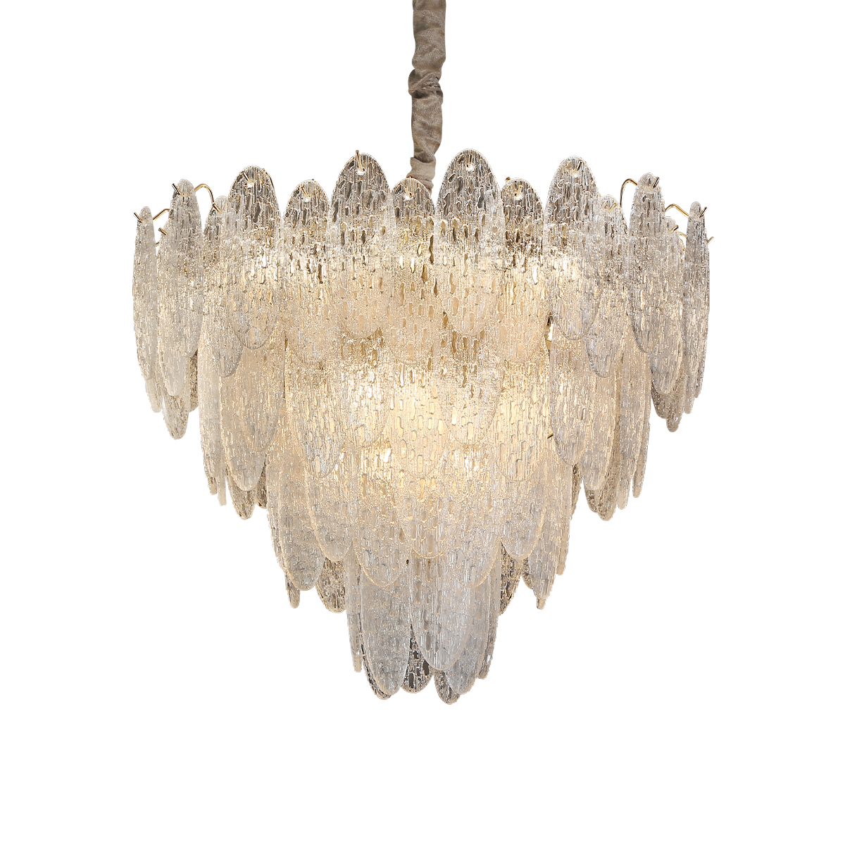 Elegant Layered Design Champagne Gold Luxury Glass Chandelier