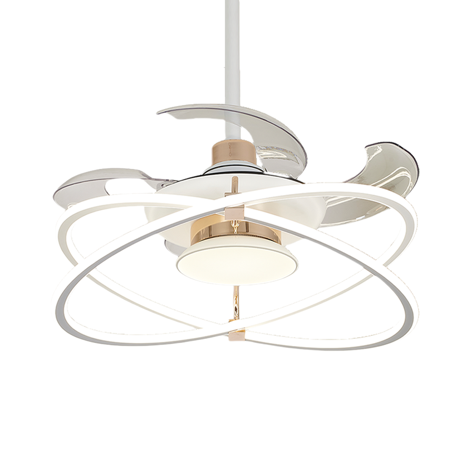 Contemporary White Ceiling Fan Light with Remote Control