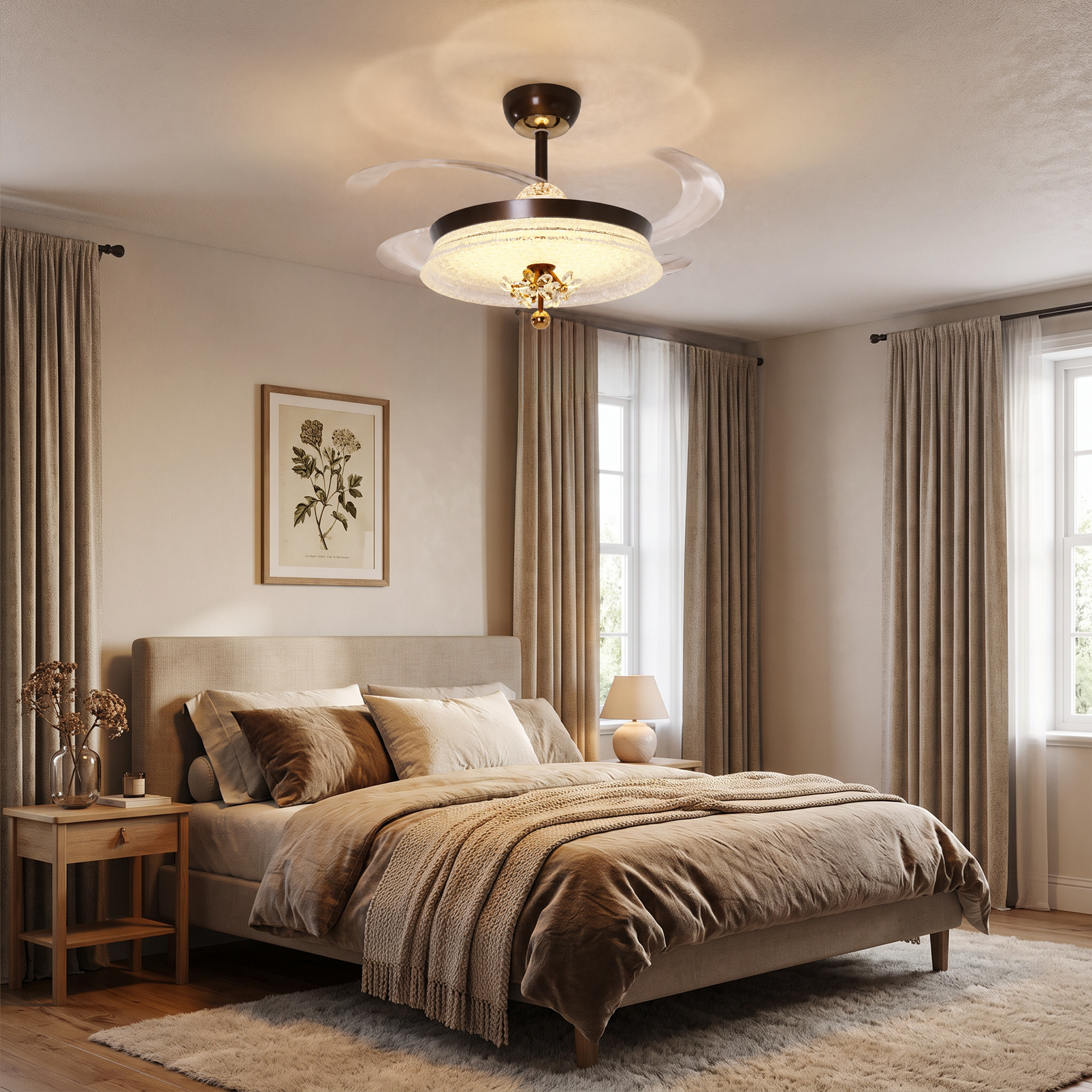 36 Inch Ceiling Fan with Dimmable LED Light and Timer