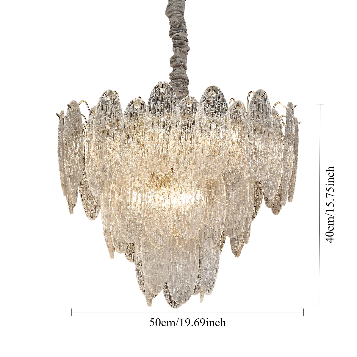 Elegant Layered Design Champagne Gold Luxury Glass Chandelier