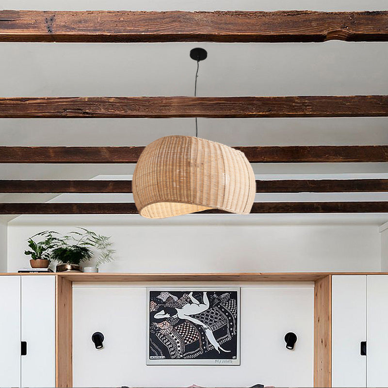 Nordic Minimalist Modern Curvy Shape Natural Wicker Pendant Light