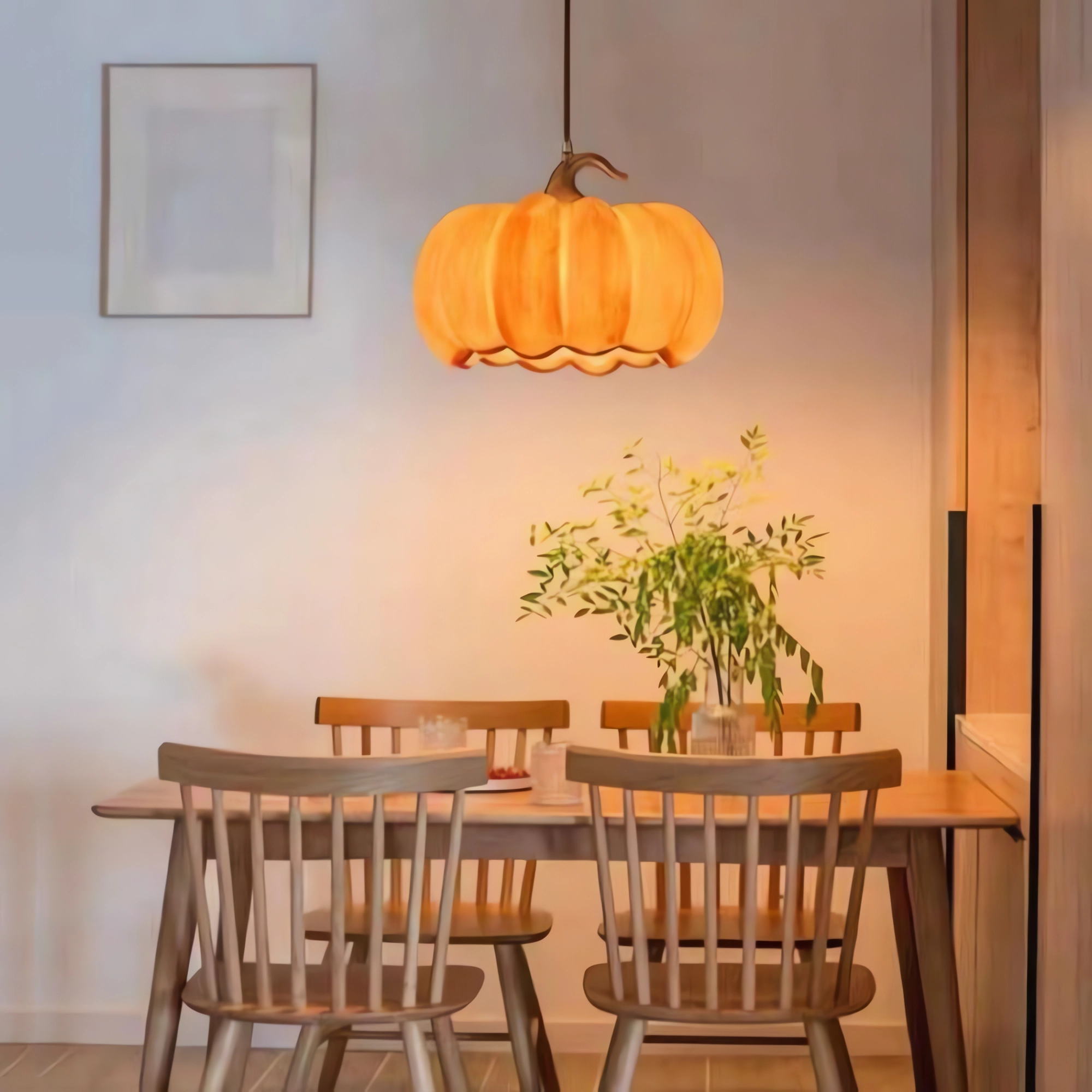 LED Pumpkin Resin Pendant Light