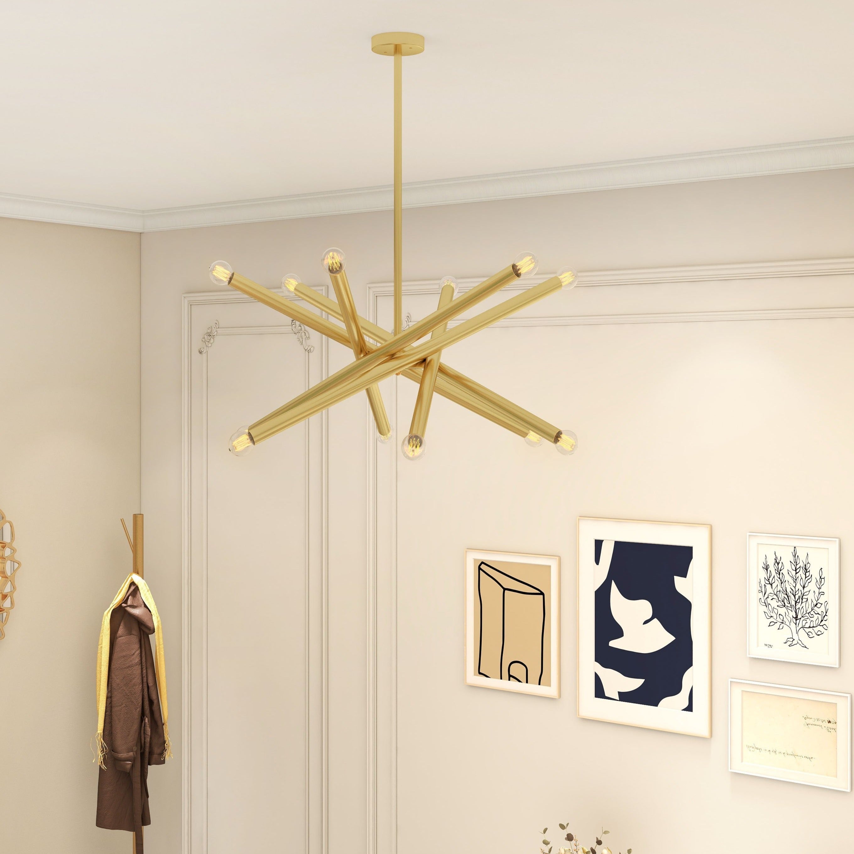 Modern Gold Cross Design Pendant Light with Hanging Rod