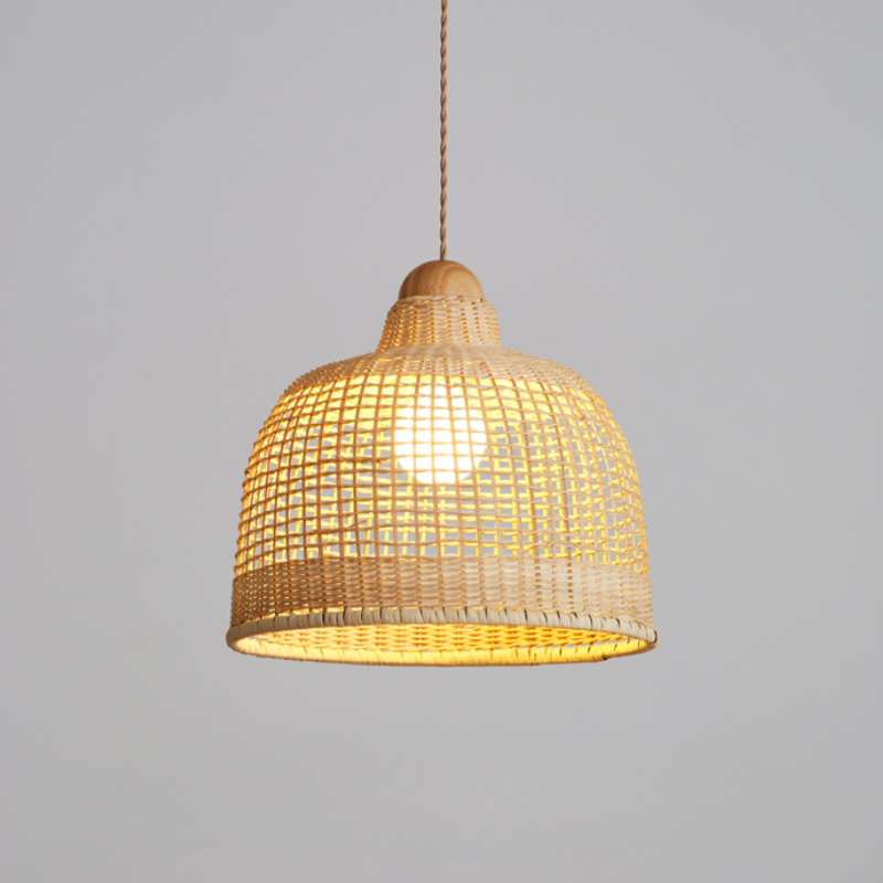 Elegant Vintage Woven Rattan Minimalist Pendant Light