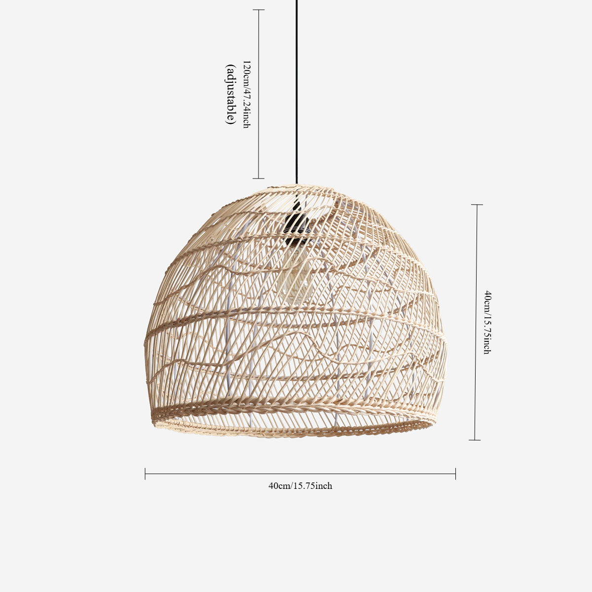 Woven Rattan Dome Pendant Light for Rustic Interiors