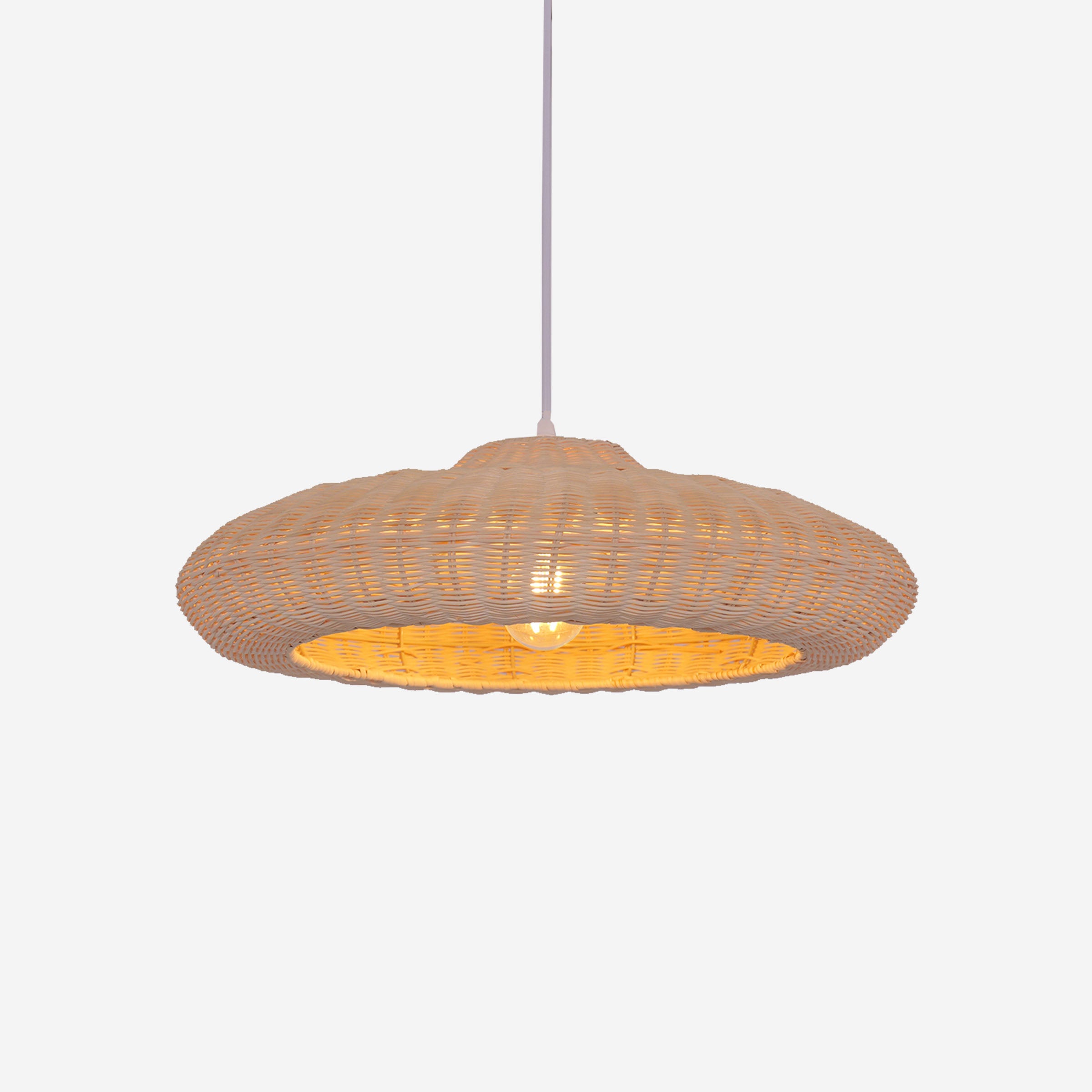 Japanese Shell-Inspired Rattan Pendant Light Natural Serenity