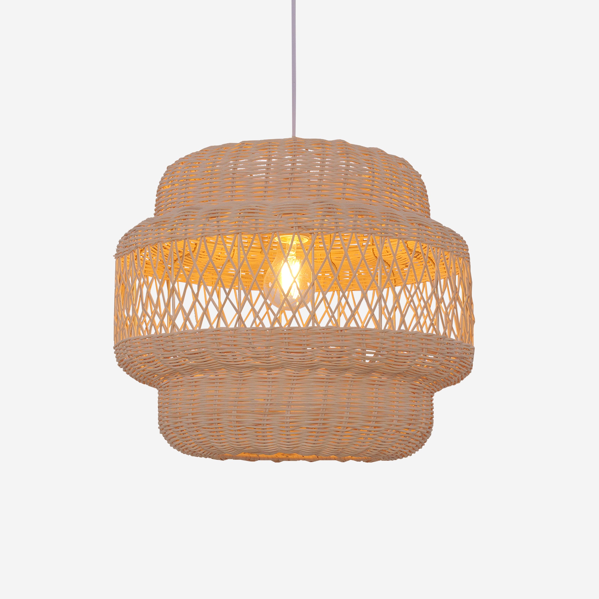 Japanese Hollow Weave Rattan Pendant Light Warm Brown Elegance