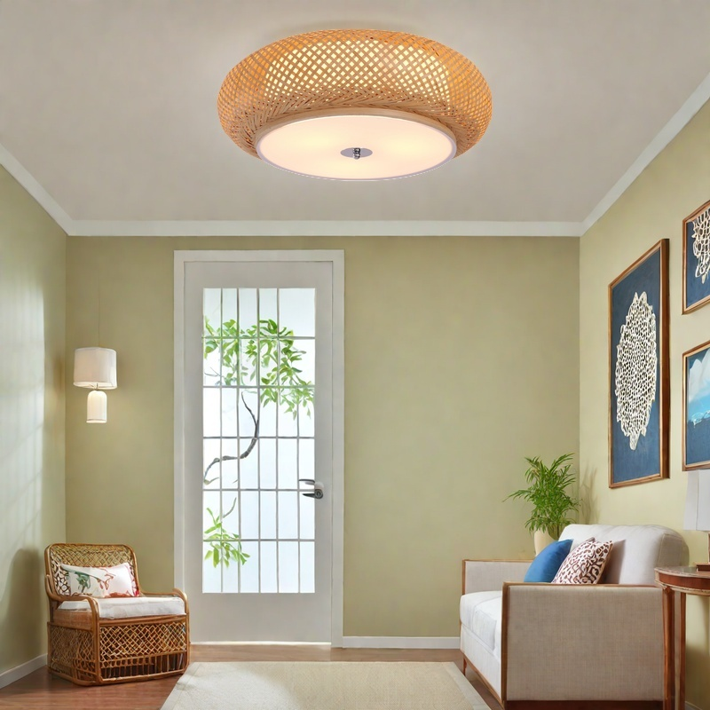 Zen Bamboo Ceiling Light with Antique Charm