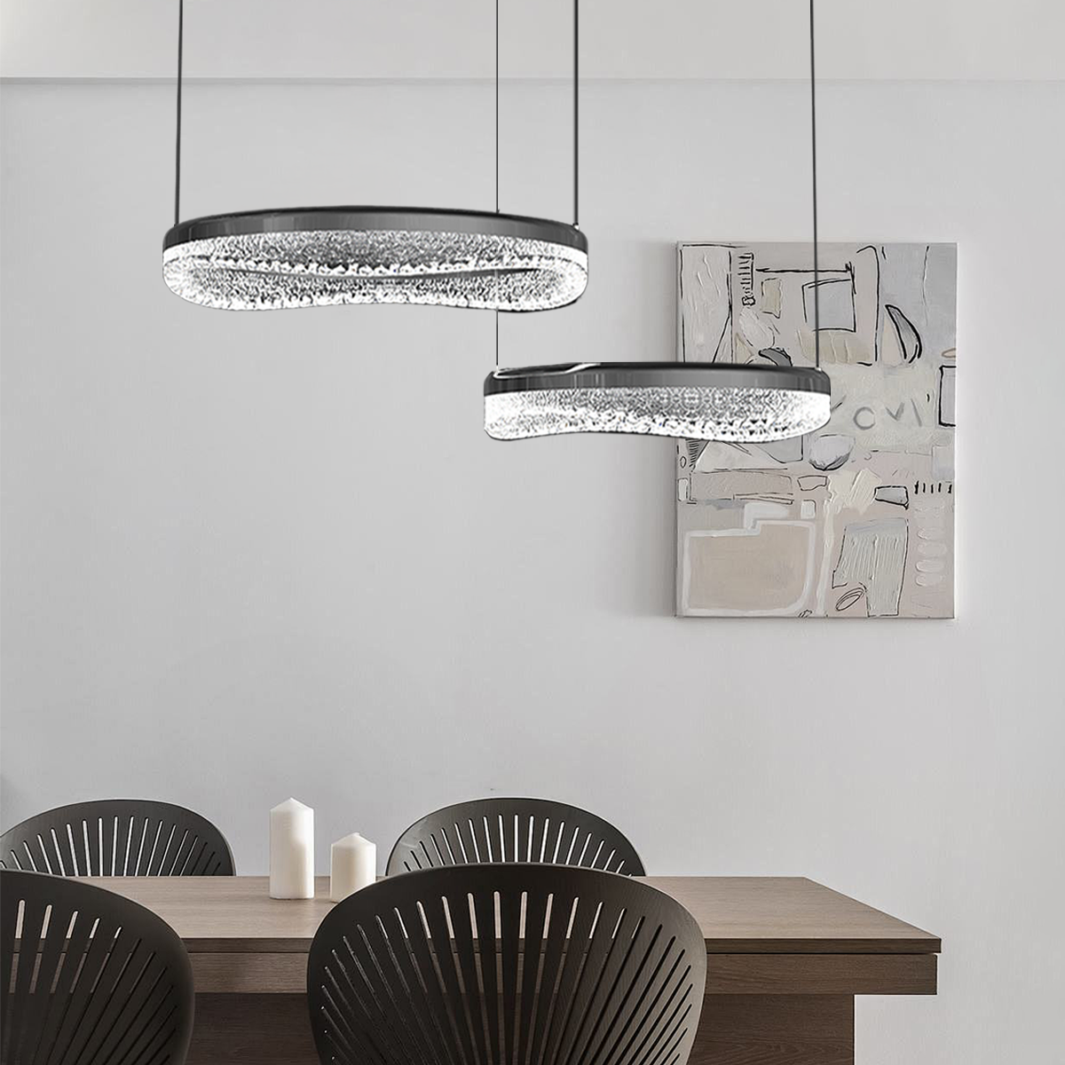 Pearl Black Wave LED Pendant Light in Aluminum Alloy