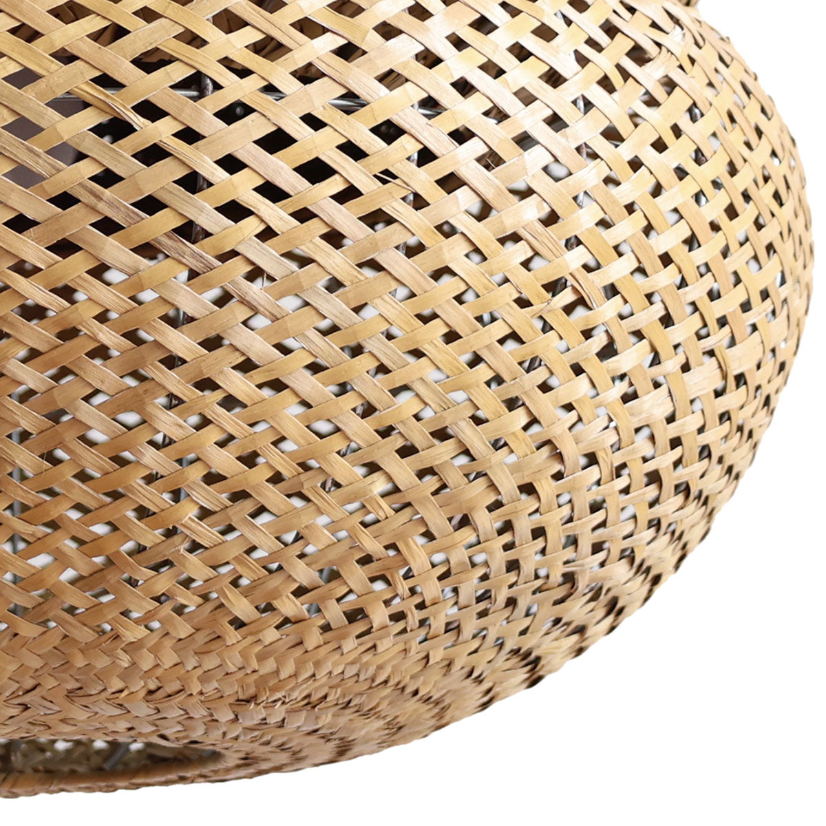 Handwoven Natural Bulrush Pendant Light with Pot Lid-Inspired Design