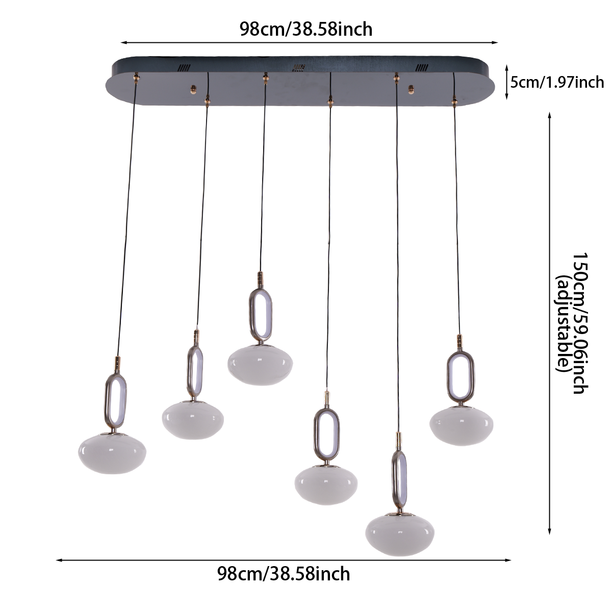 Cloud Glass Pendant Light with Tri-Colour LED and Metal Frame