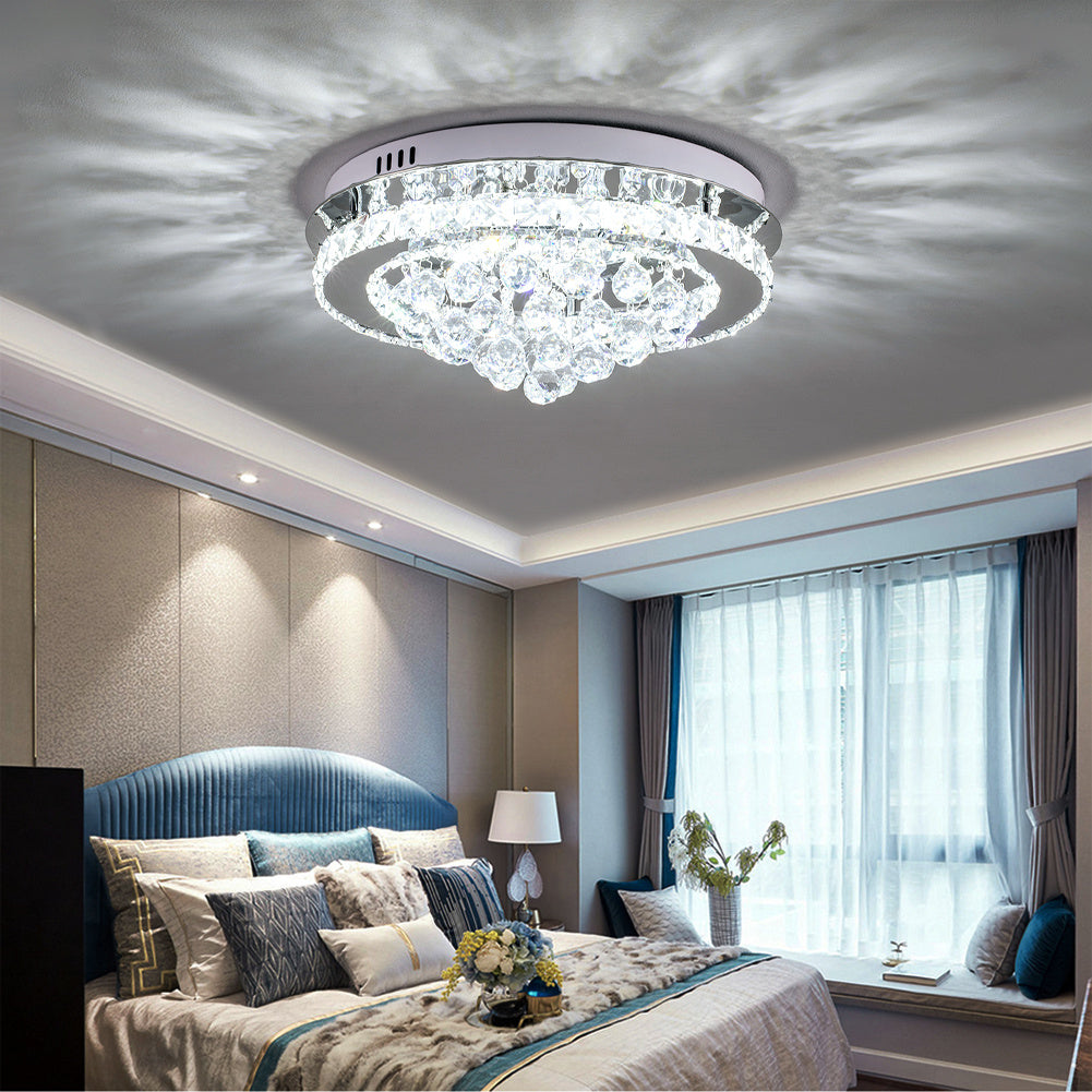 Crystal Raindrop Semi-Flush Mount LED Ceiling Light