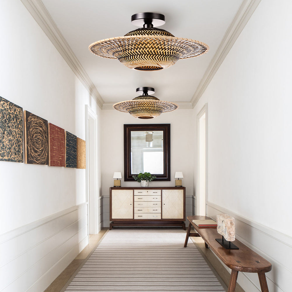 Bamboo Radiance Handwoven LED Ceiling Light