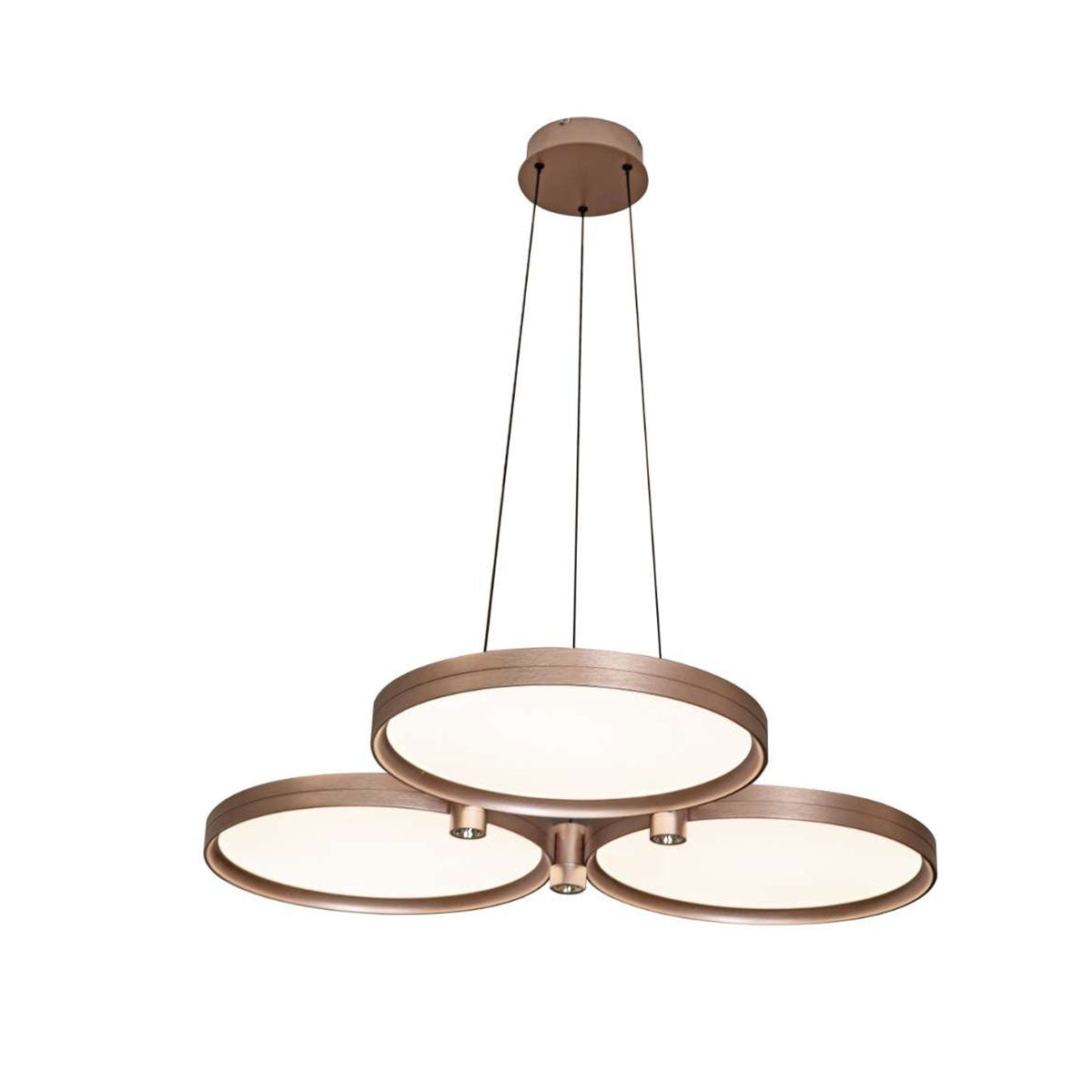 Champagne Gold Triple-Ring Stepless Dimming Pendant Light