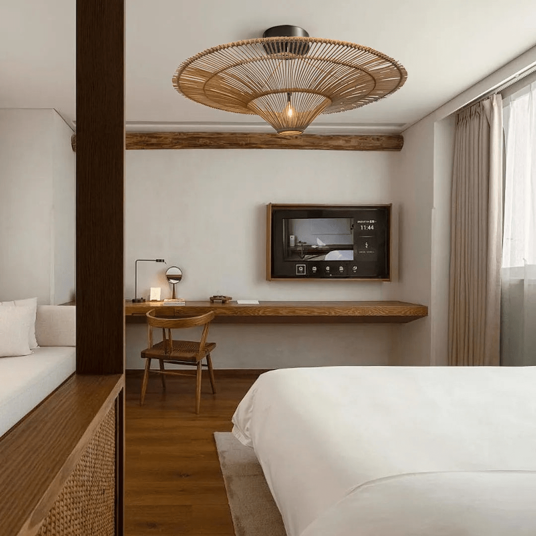 Flying Saucer-Shaped Rattan LED Ceiling Light